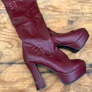 Elegant Burgundy High Heel Boots